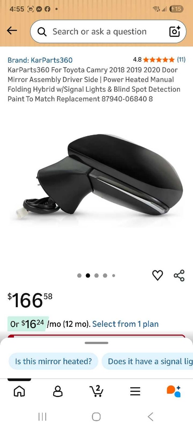 side mirror for toyota camry - photo 2