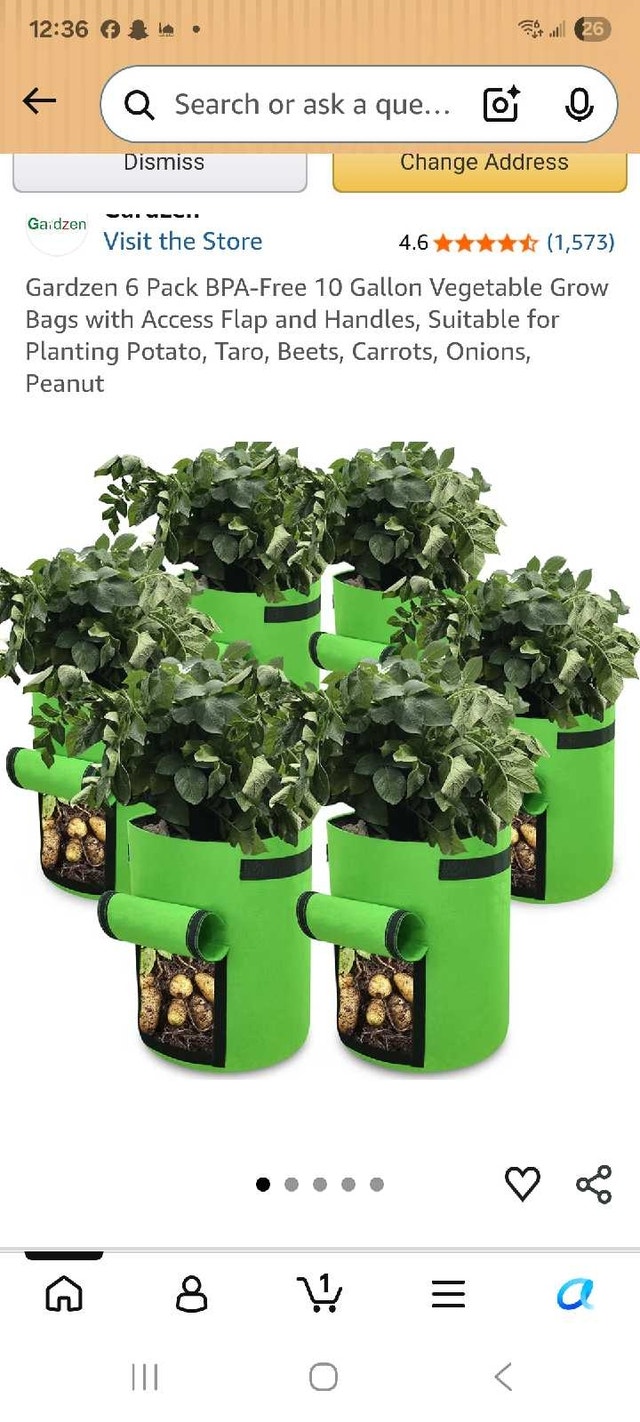 Gardzen 10 Gallon Vegetable Grow Bags (6 pack)
