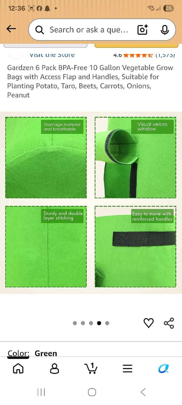 Gardzen 10 Gallon Vegetable Grow Bags (6 pack) - photo 4