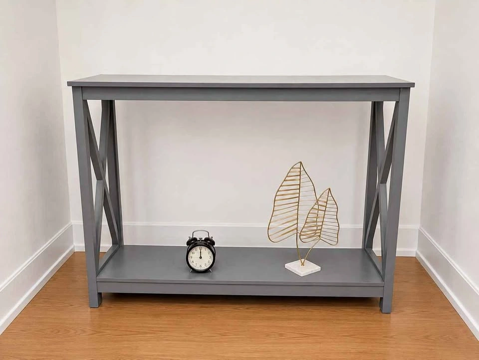 Gray Console Table, 2-Layer