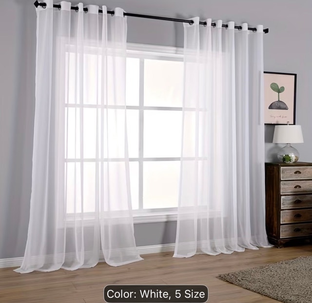 NEW :2pcs Sheer Curtains - Semi-Transparent - Polyester Fabric - photo 2