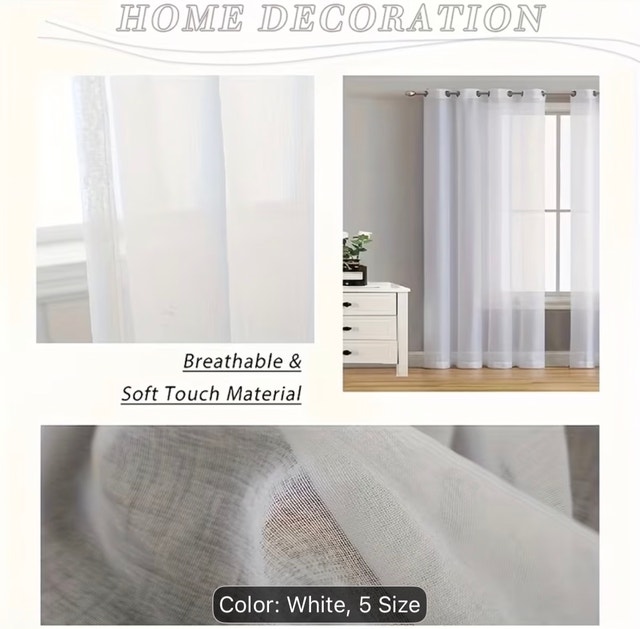NEW :2pcs Sheer Curtains - Semi-Transparent - Polyester Fabric - photo 3