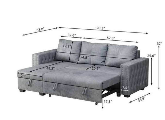 Moveout sale: Sectional Sofa Couch with Storage and Pull-out Bed - photo 2