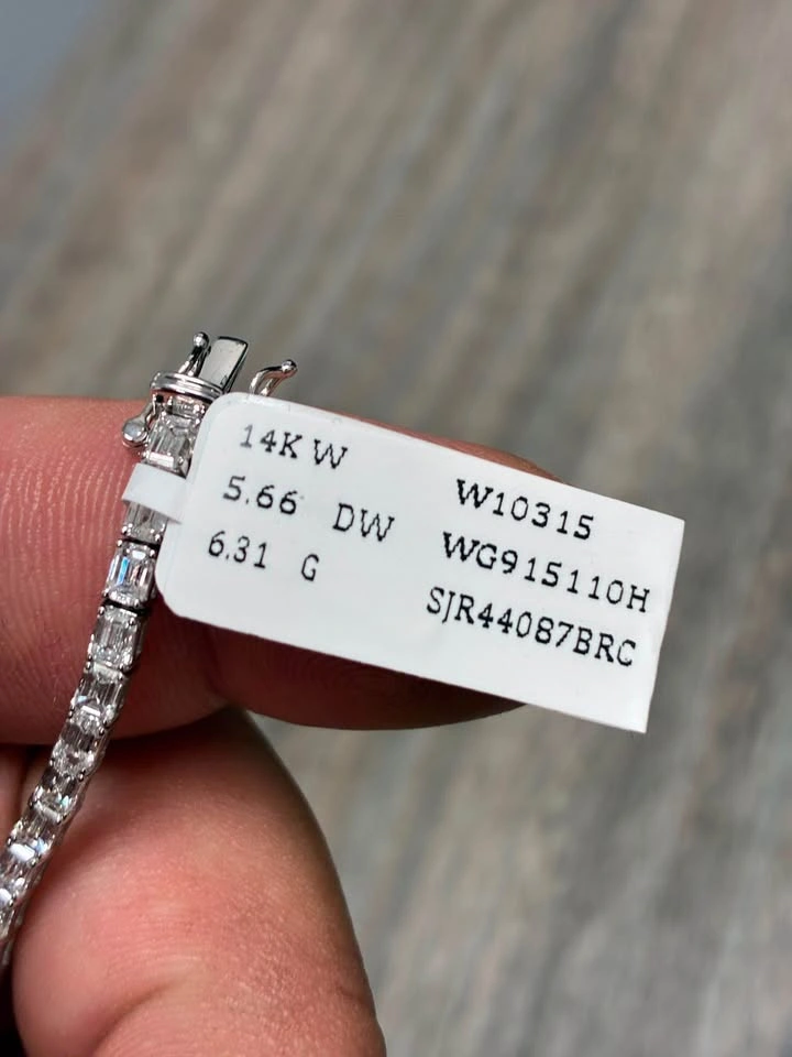 14k 6.31g 5.66ct Emerald Lab Diamond Tennis Bracelet 7in - photo 4