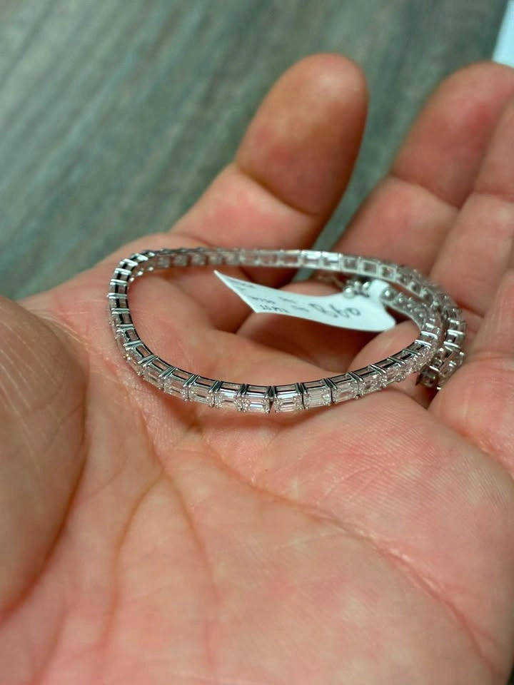 14k 6.31g 5.66ct Emerald Lab Diamond Tennis Bracelet 7in - photo 5