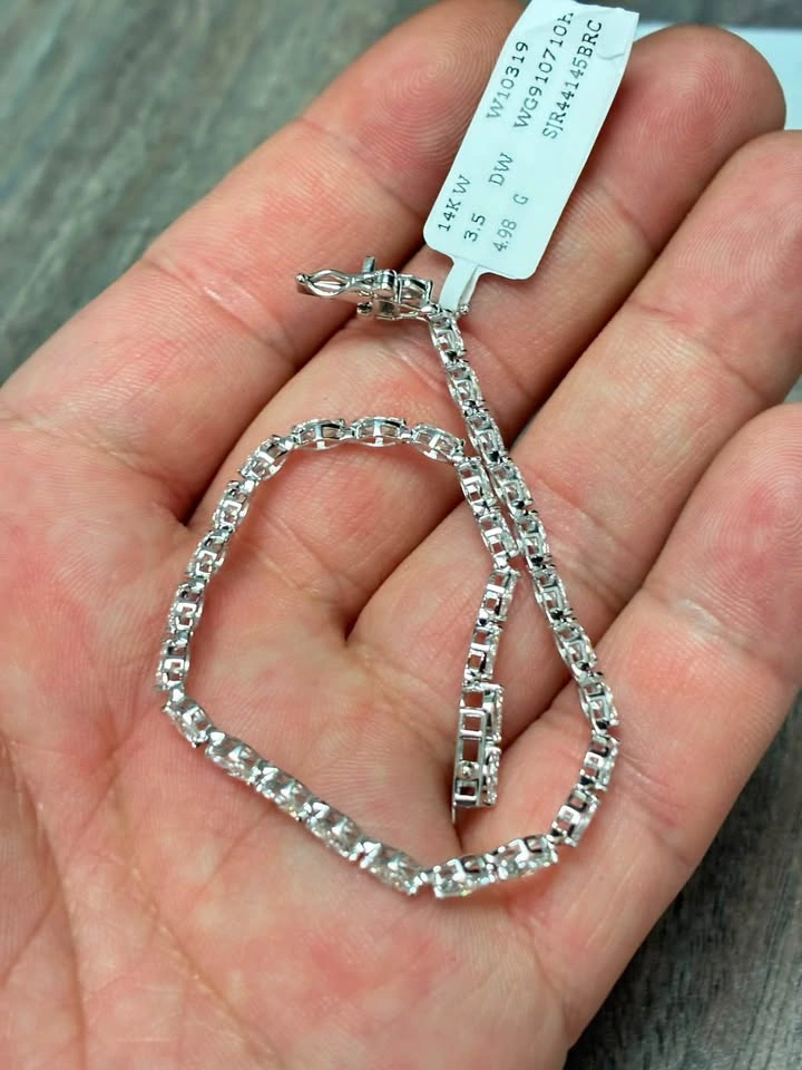 14k 4.98g 3.5ct lab diamond Marquise tennis bracelet 7inches - photo 3