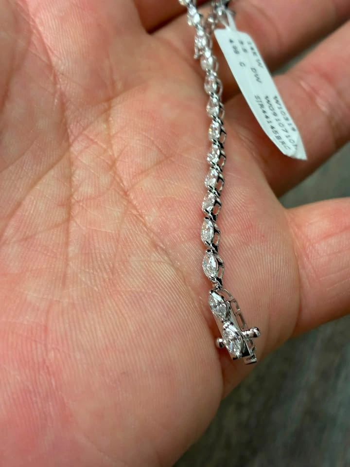 14k 4.98g 3.5ct lab diamond Marquise tennis bracelet 7inches - photo 4