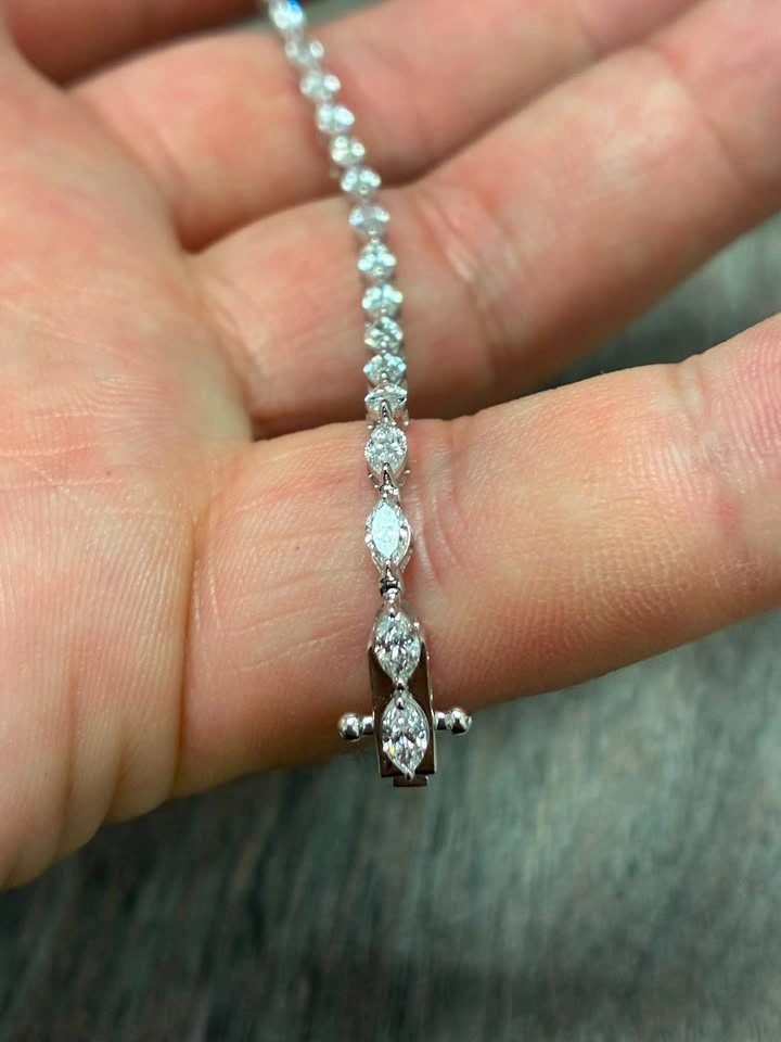 14k 4.98g 3.5ct lab diamond Marquise tennis bracelet 7inches - photo 5