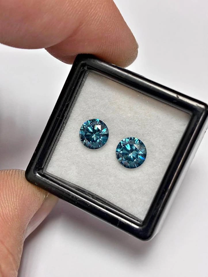 1.8ct blue lab diamond matching pair