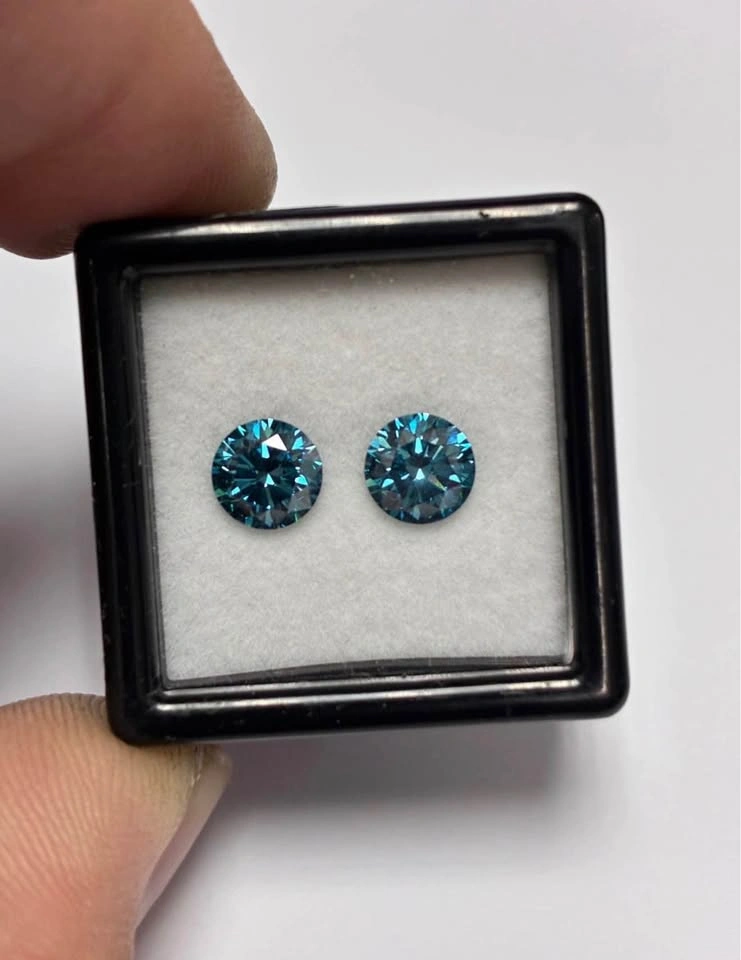 1.8ct blue lab diamond matching pair - photo 2
