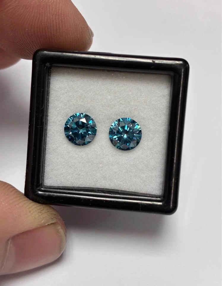 1.8ct blue lab diamond matching pair - photo 3