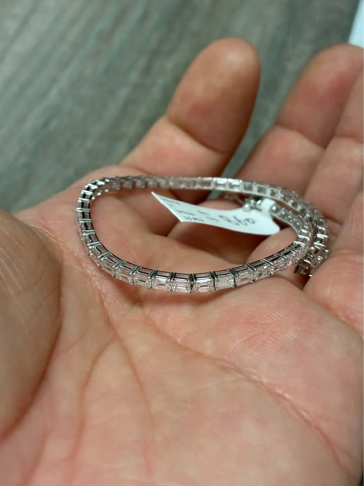 14k 5.66ct Emerald Lab Diamond Tennis Bracelet 7 Inches - photo 4
