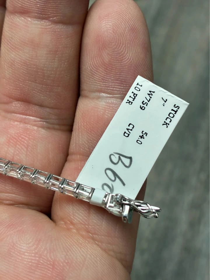14k 5.66ct Emerald Lab Diamond Tennis Bracelet 7 Inches - photo 5