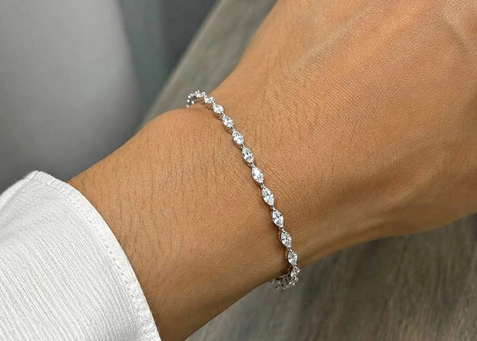 14k Marquise 3.5ct lab diamond tennis bracelet 7inches