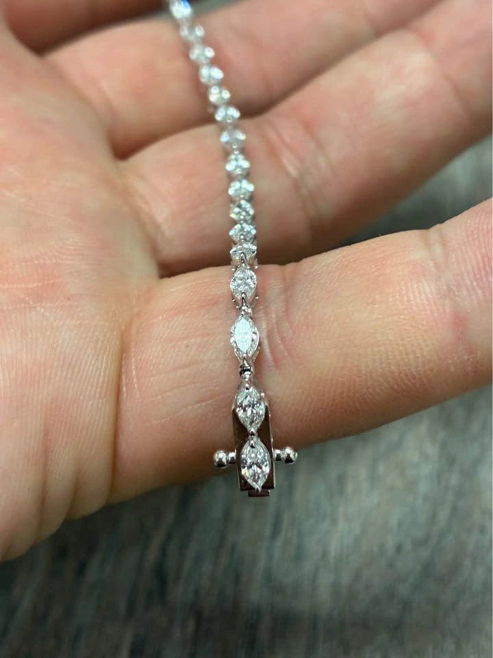 14k Marquise 3.5ct lab diamond tennis bracelet 7inches - photo 4