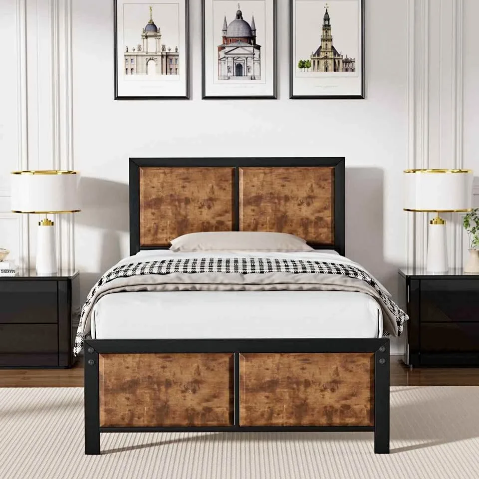 Kempst Twin Bed Frame w/ Rustic Headboard BRAND NEW thumbnail