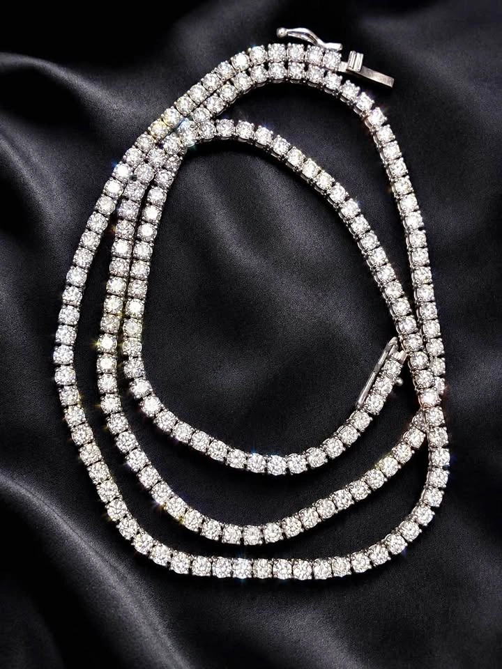 14k 8ct Lab Diamond Tennis Chain VVS DEF Color