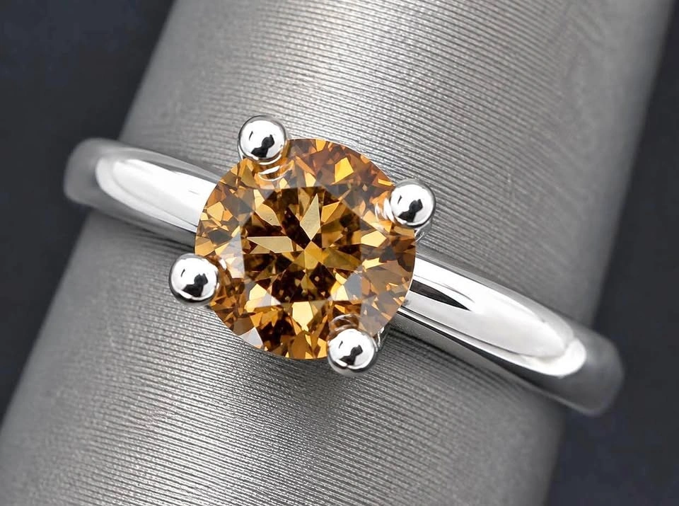 10k Natural Champagne/Chocolate Diamond 0.9ct VS Clarity Size 6
