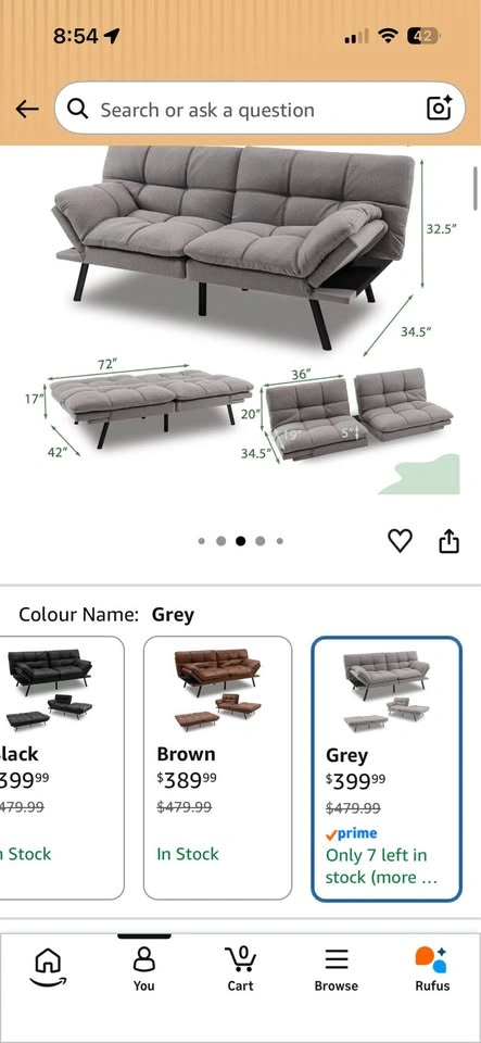 KOMFOTT Convertible Futon Sofa Bed – Grey - photo 5