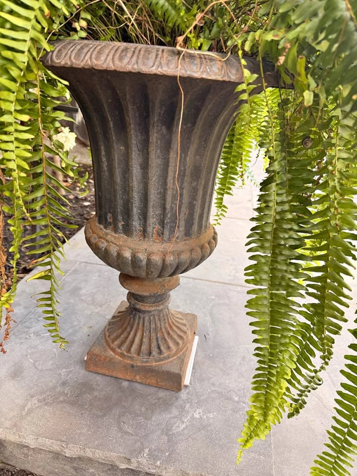 Cast Iron Garden Urns (set of 2)