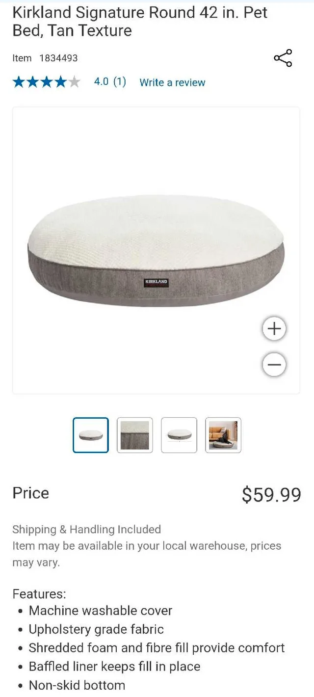 Kirkland Signature 42" Round Pet Bed Brand New image indicator(2)