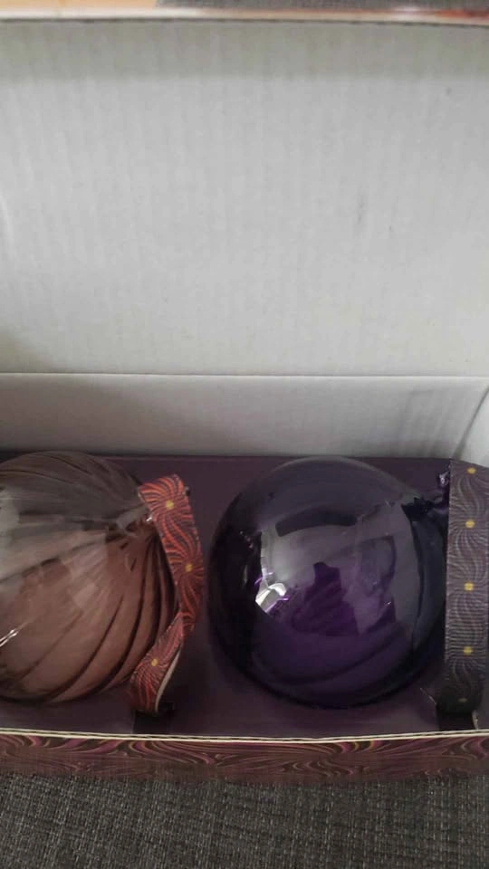Set of 2 mouth blown hand made decorative glass baubles - photo 3