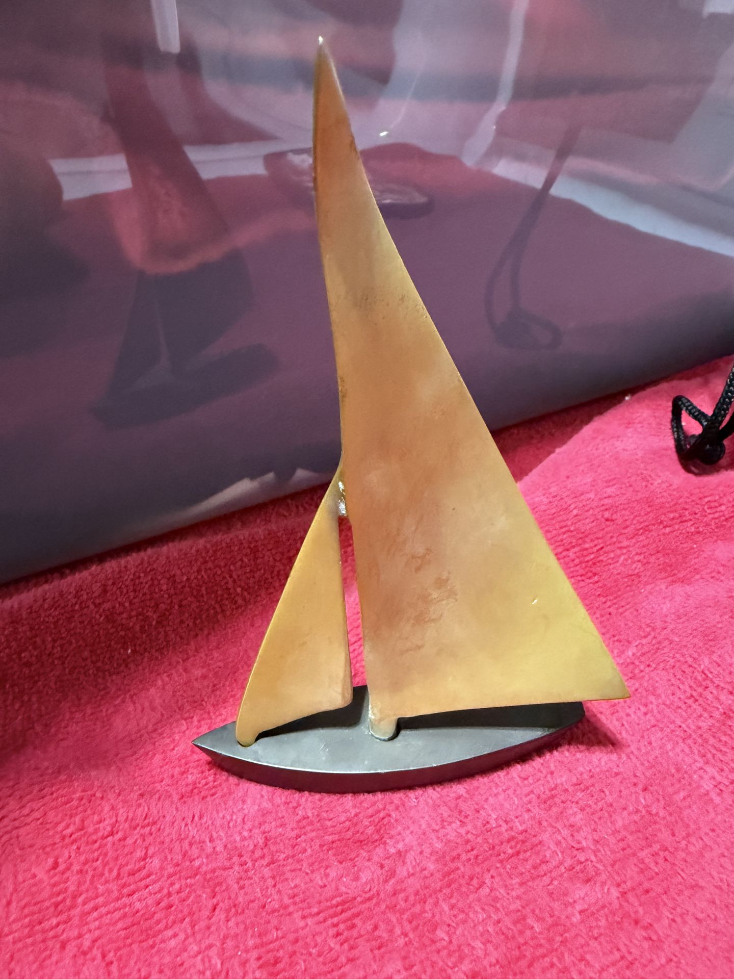 1960s Mid-Century Modern Brass Tabletop Sailboat