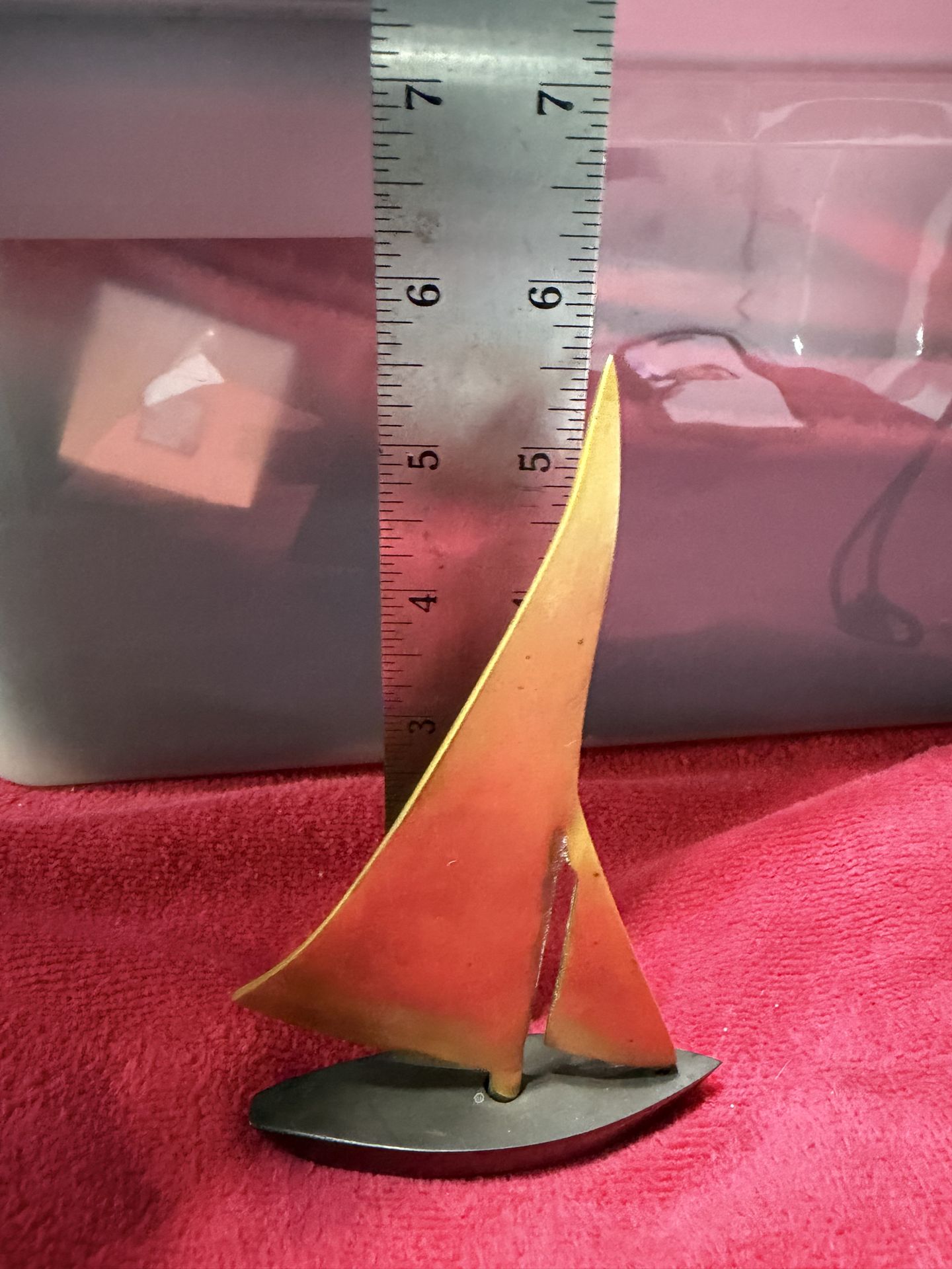1960s Mid-Century Modern Brass Tabletop Sailboat - photo 2