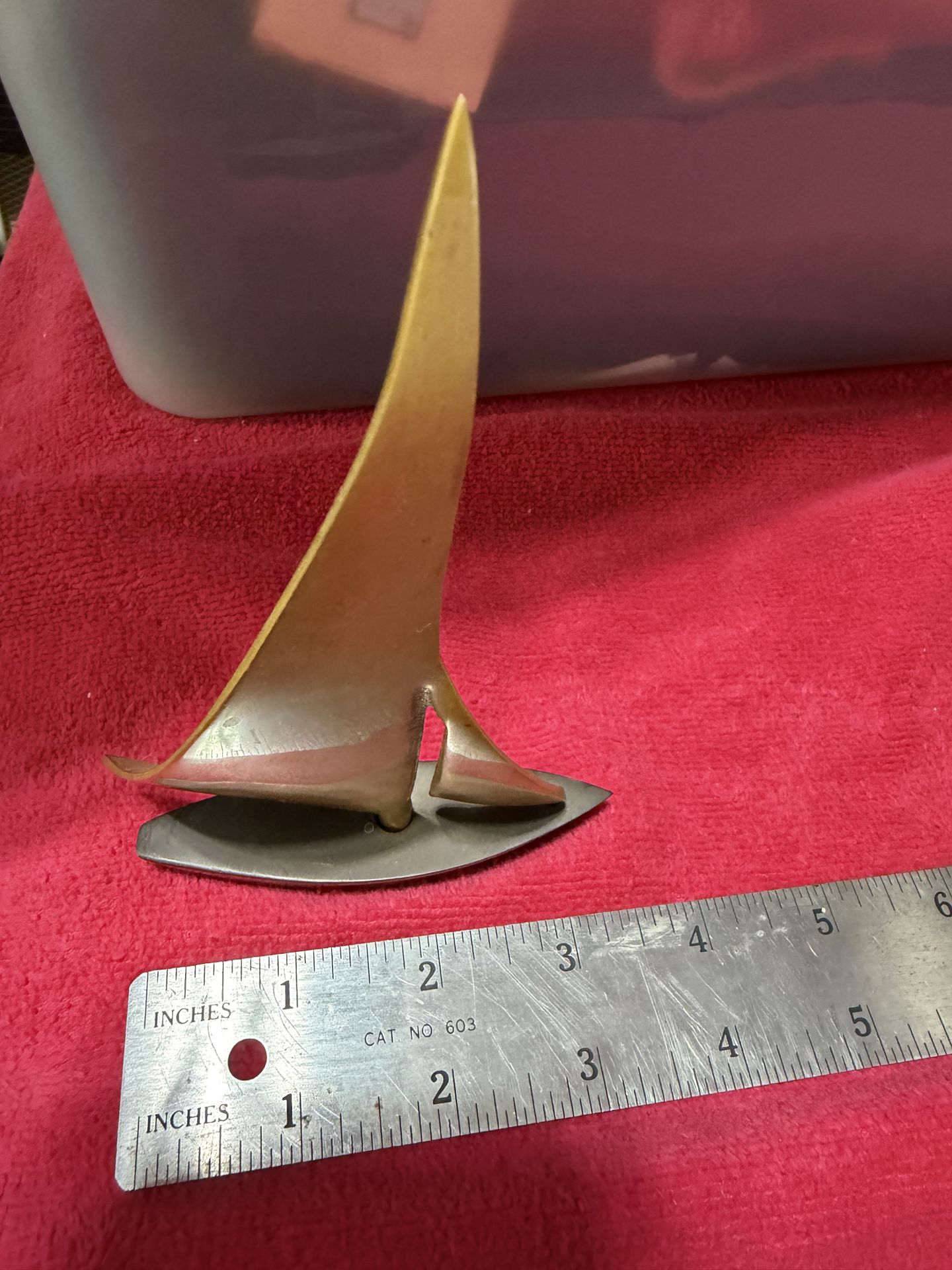 1960s Mid-Century Modern Brass Tabletop Sailboat - photo 3