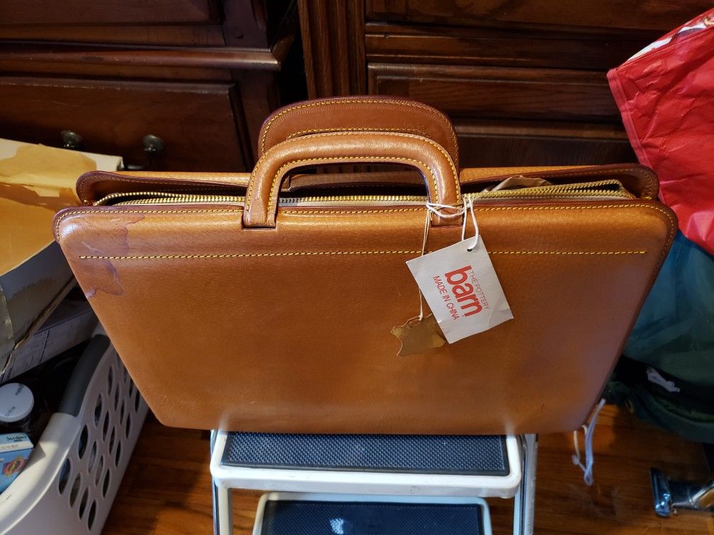 PotteryBarn Leather Briefcase