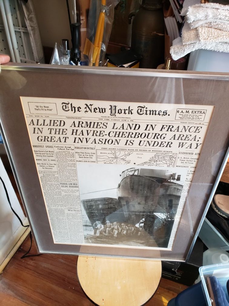Framed New York Times Page June 6 1944 - photo 3