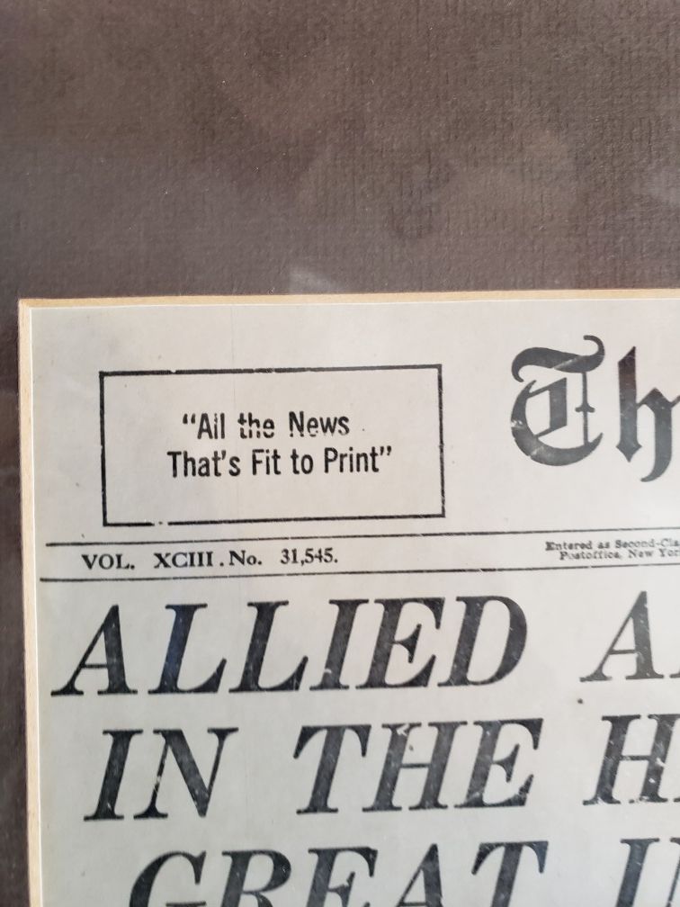 Framed New York Times Page June 6 1944 - photo 5