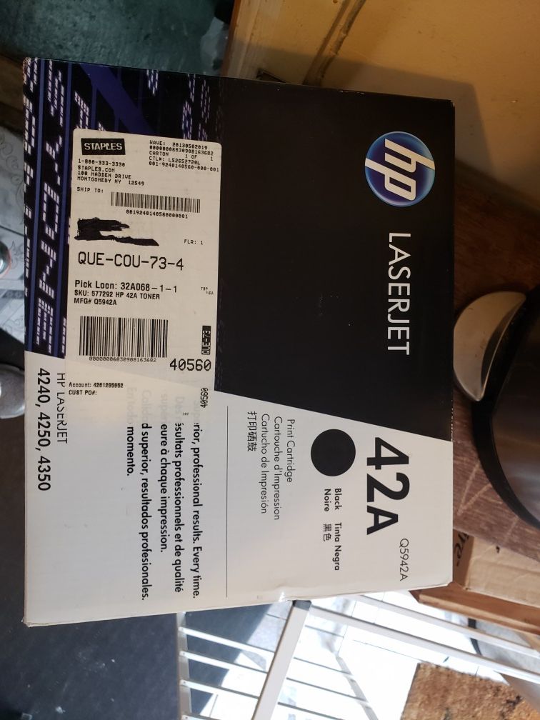 HP laserjet Black 42A print cartridge
