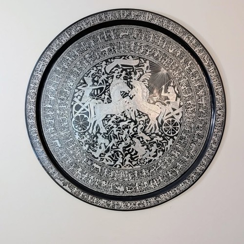 Large-Scale Egyptian Revival (Cairoware) Hand-Engraved Tray