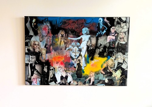 Original Mixed Media Madonna Fan Art Painting Chad Hughes 2016