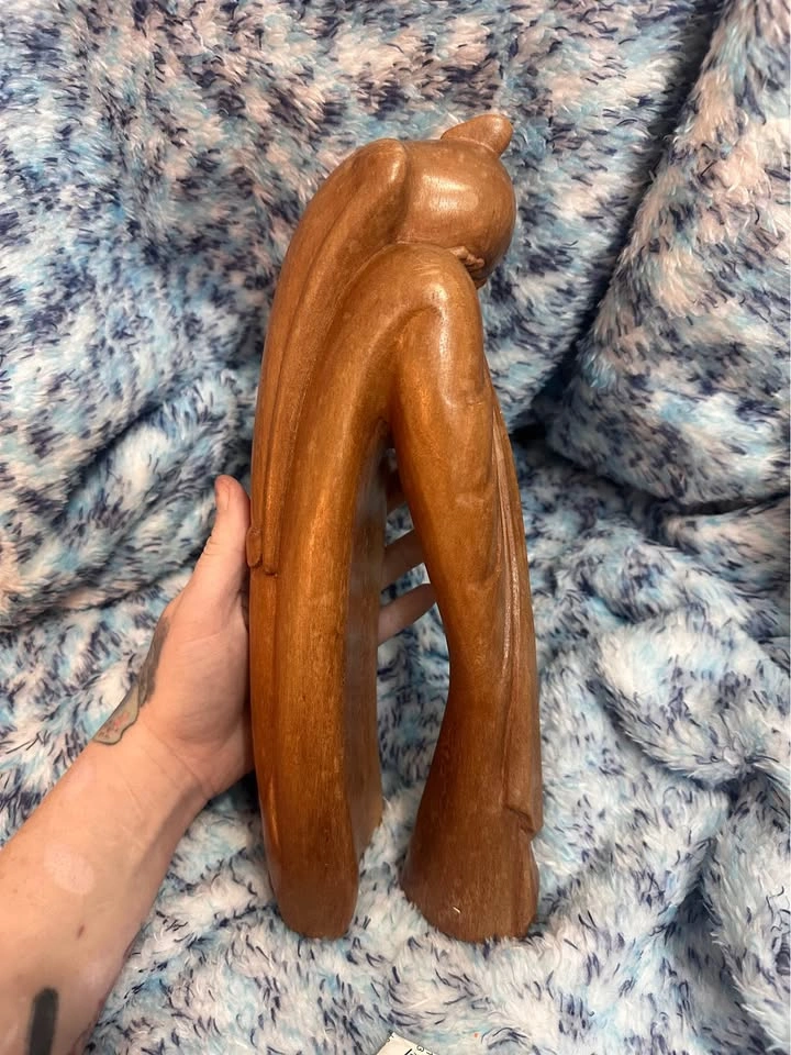 Hand Carved Bali Wood Cat Sculpture - photo 2
