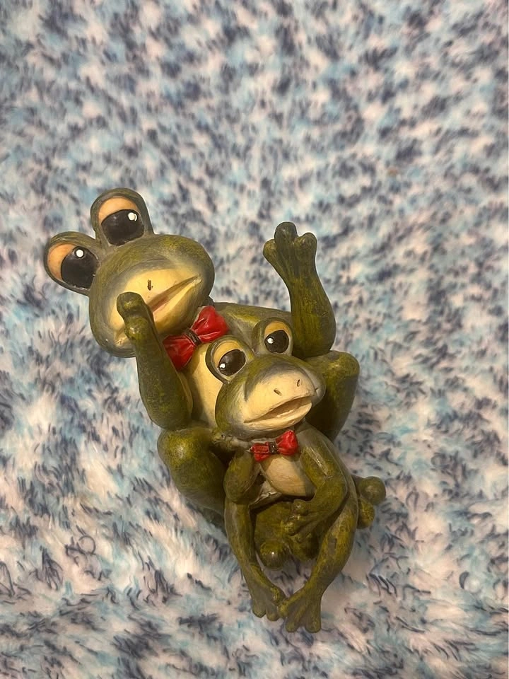 Whimsical Frog Figurine – Pair with Red Bow Ties