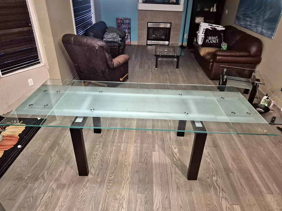 Extendable Glass Dining Table, Coffee Table and Side Table set