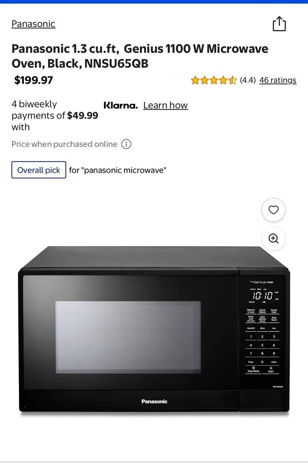 Panasonic Genius 1.3 cu.ft. 1100W Microwave NN-SU65LB