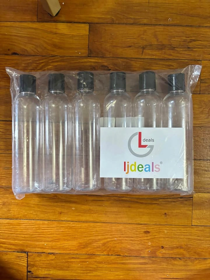 6 clear new shampoo bottles