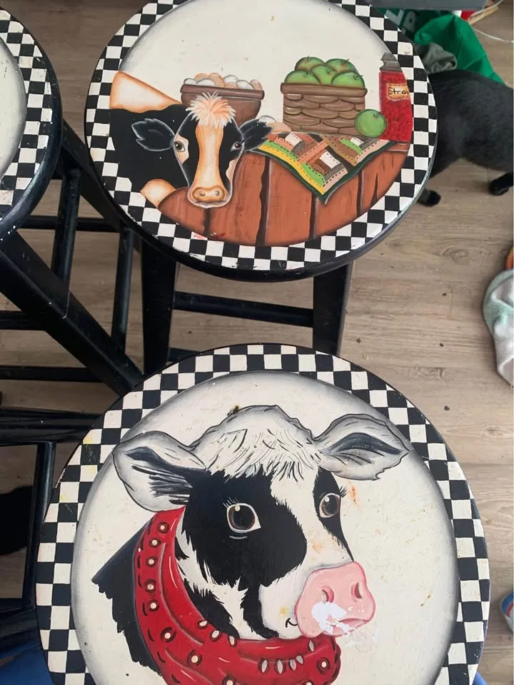 Hand painted cow stools image indicator(2)