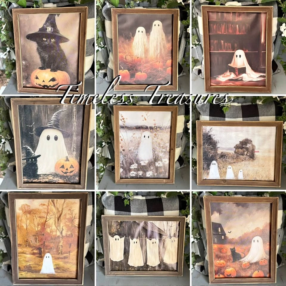 Rustic Farmhouse Ghost Canvas Fall Decor 11x14” ($15/each)