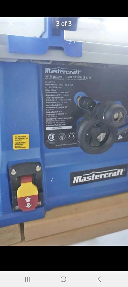 Mastercraft 15 Amp Table Saw