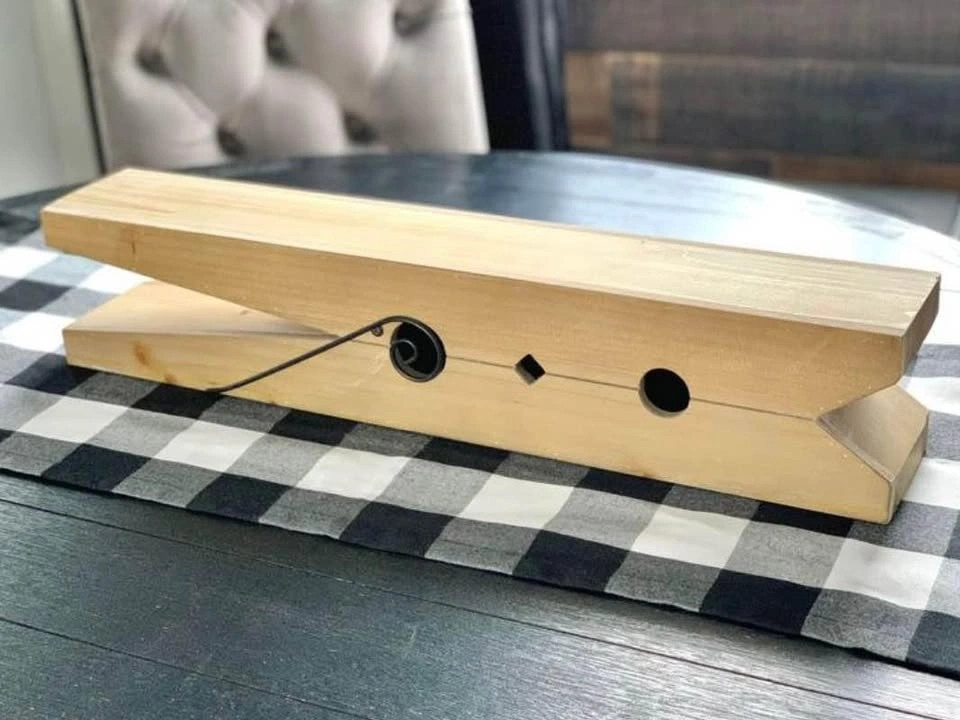 Large Wooden Clothespin Shelf Laundry Room Decor - photo 2