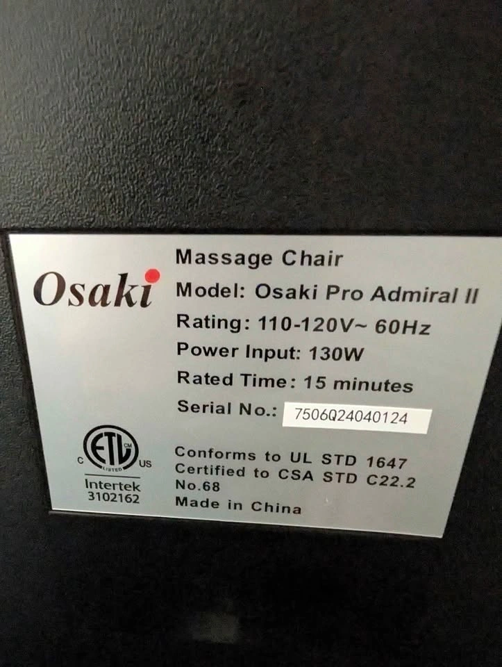 Osaki Admiral II Massage chair - photo 2