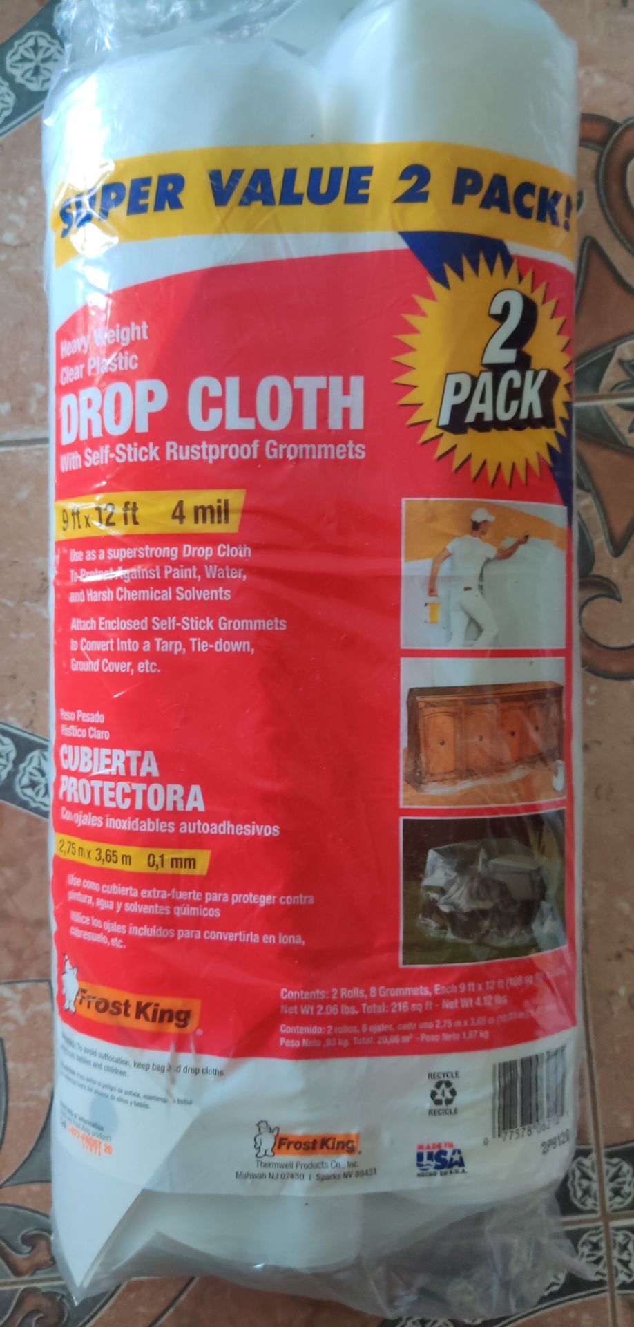 Frost King Heavy Duty Clear Plastic Drop Cloth 2-Pack