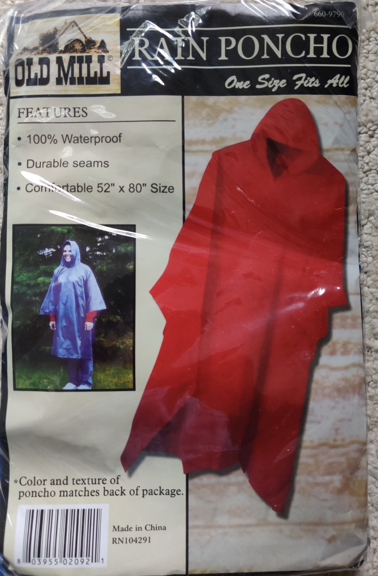 NEW Old Mill Rain Poncho One Size Fits All