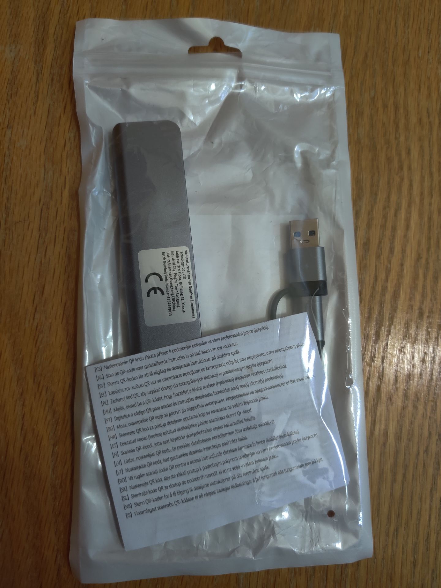 USB Hub with Cable Silver