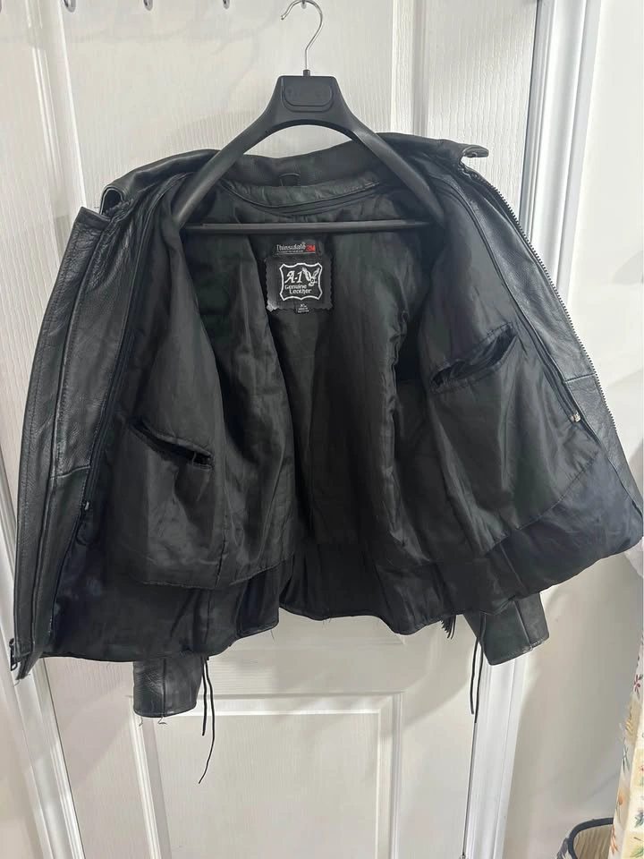 Vintage Women’s Leather Motorcycle Jacket with Fringe (XL) - photo 2