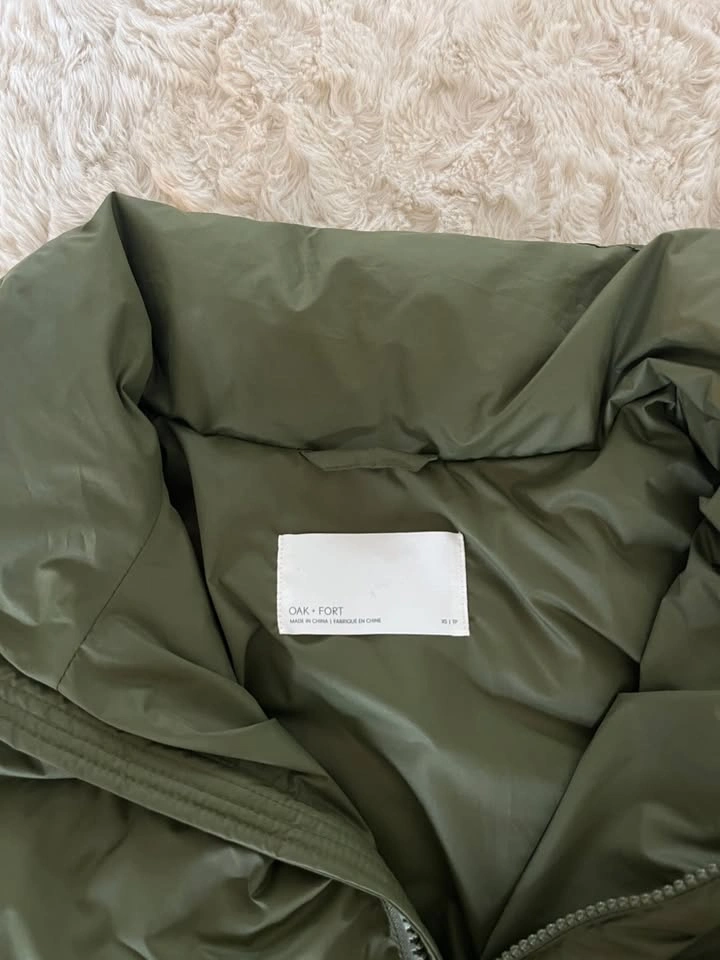 OAK + FORT Olive Green Down Puffer Jacket XS - photo 2